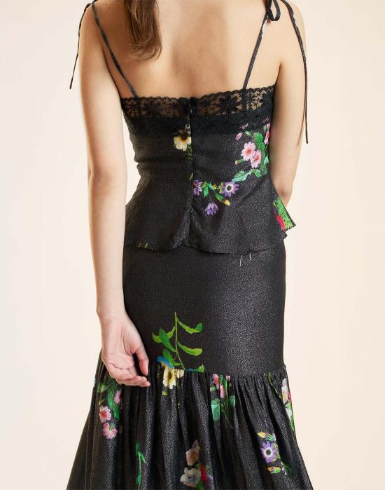  신시아 로리 블라우스 신시아 로울리 문라이트 쉬머 슬립탑 블랙 플로럴 - CYNTHIA ROWLEY