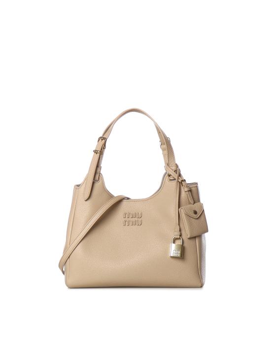 26SS 미우미우 레더 숄더백 5BA304 2IFLF05C2 Travertine - MIU MIU