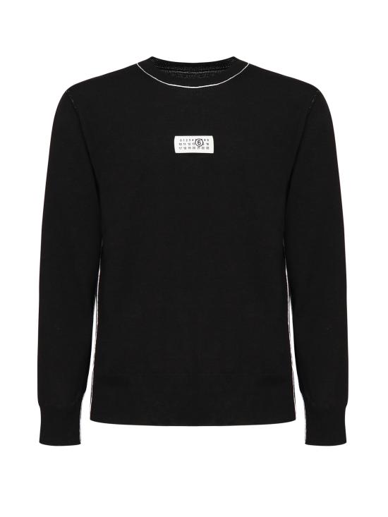 26SS MM6 메종마르지엘라 콘트라스트 스티치 뉴메릭 울 점퍼 SH0HL0017 M13037900 Black