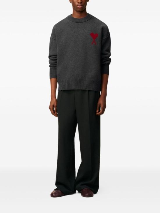 26SS 아미 빅 하트 울 크루넥 스웨터 UKS838 018 084 Grey - AMI