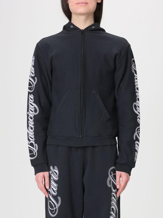 26SS 발렌시아가 커시브 레귤러 핏 집업 후디 851236TTVM8 6552 White