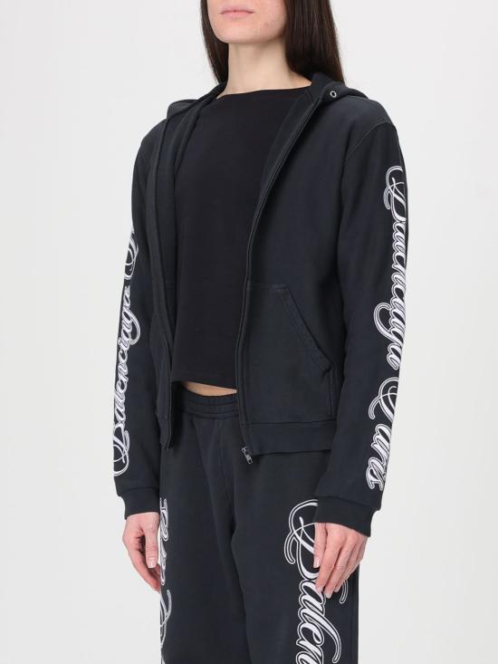 26SS 발렌시아가 커시브 레귤러 핏 집업 후디 851236TTVM8 6552 White - BALENCIAGA