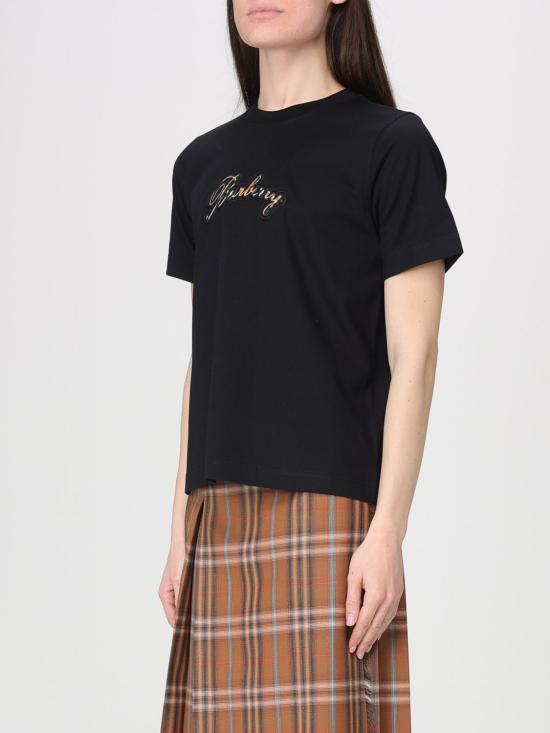26SS 버버리 체크 커시브 로고 코튼 티셔츠 8120772 Black - BURBERRY