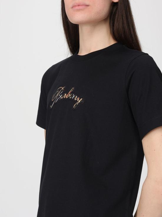 26SS 버버리 체크 커시브 로고 코튼 티셔츠 8120772 Black - BURBERRY