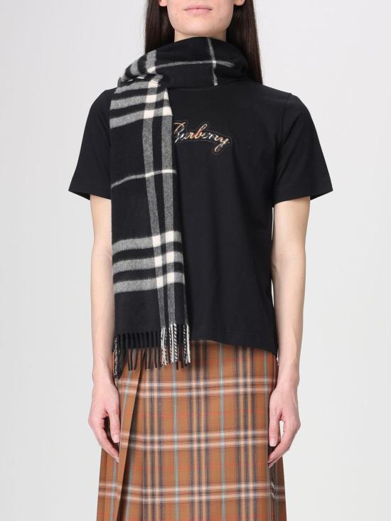 26SS 버버리 체크 캐시미어 스카프 8094741 Black - BURBERRY