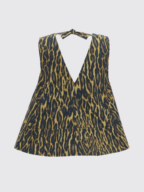 26SS 가니 레오파드 코튼 A라인 슬리브리스 탑 A1040087 894 Multicolor - GANNI