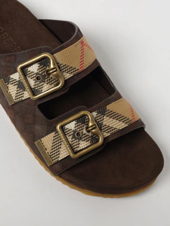 26SS 버버리 더블 버클 체크 샌들 8118613 Black - BURBERRY