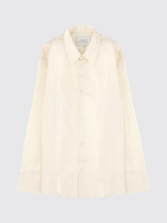 26SS 스튜디오 니콜슨 긴팔 셔츠 VIEWSNM1126 AMBERSTRIPE Ivory - STUDIO NICHOLSON