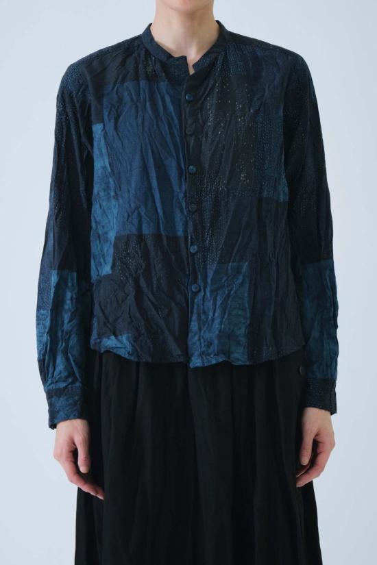  파드칼레 블라우스 Pas De Calais Tsugihagi 프린트  네이비