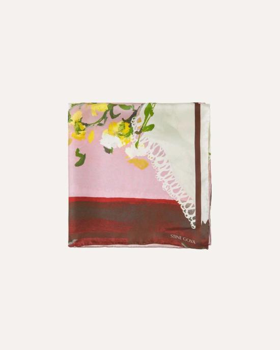  스티네 고야 머플러/스카프 스틴 고야 파이브 레졸루션 실크 스카프 핑크 - STINE GOYA