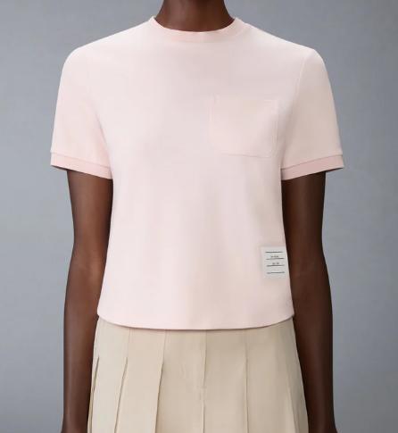 26SS 톰브라운 코튼 밀라노 포켓 티셔츠 FJS223AJ0055 640 LIGHT PINK - THOM BROWNE