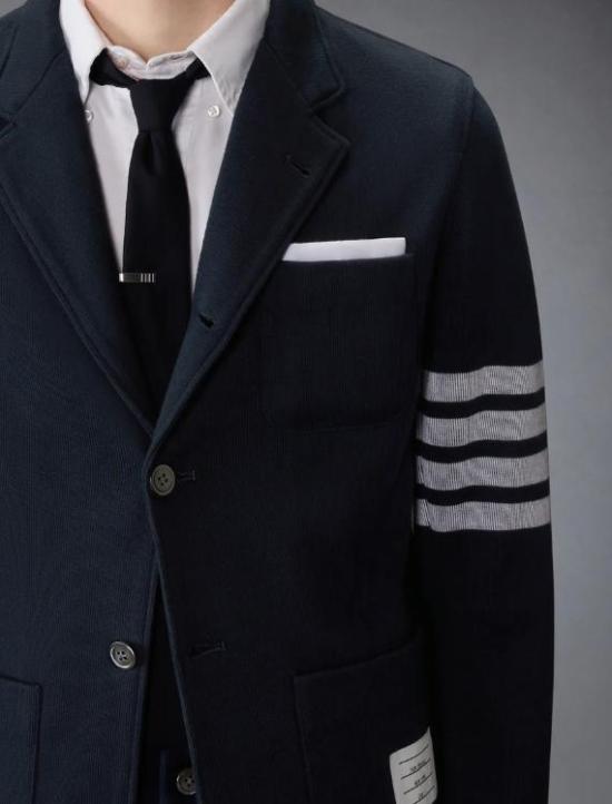 26SS 톰브라운 더블 페이스 니트 4바 색 재킷 MJT575A07545 415 NAVY - THOM BROWNE
