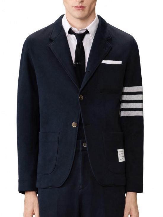26SS 톰브라운 더블 페이스 니트 4바 색 재킷 MJT575A07545 415 NAVY - THOM BROWNE