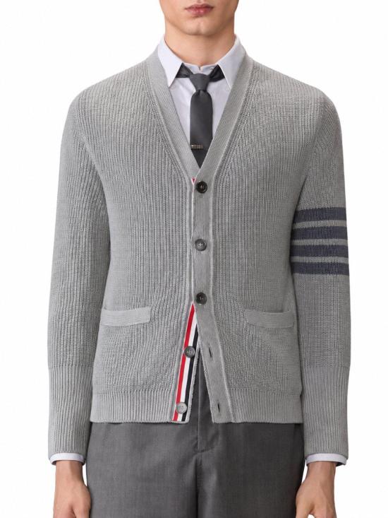 26SS 톰브라운 가먼트 다이드 4바 가디건 MKC635AY3065 055 LT GREY - THOM BROWNE