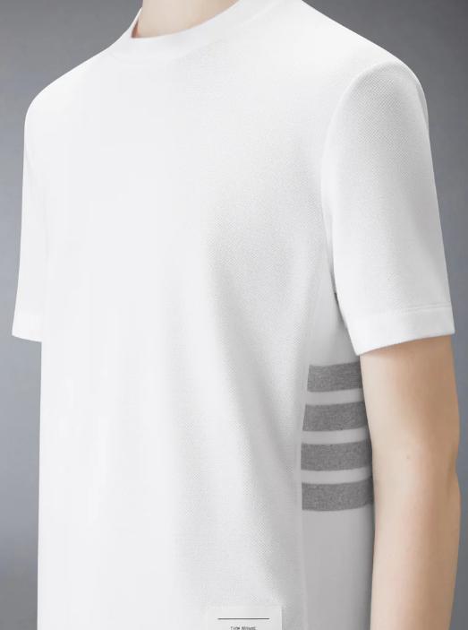 26SS 톰브라운 클래식 피케 4바 티셔츠 FJS207A00050 100 WHITE - THOM BROWNE