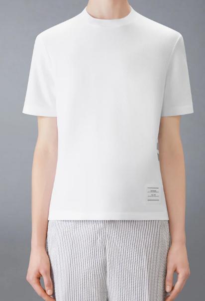 26SS 톰브라운 클래식 피케 4바 티셔츠 FJS207A00050 100 WHITE - THOM BROWNE