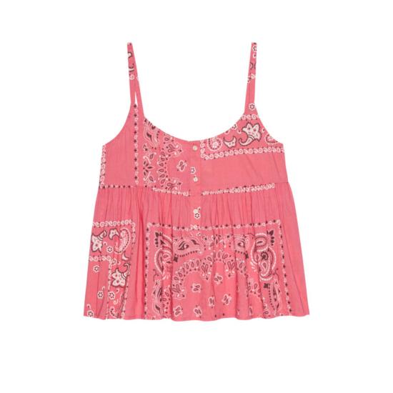  더 그레이트 블라우스 위대한. 나이트타임 캐미 탑 핑크 반다나 패치워크 - THE GREAT