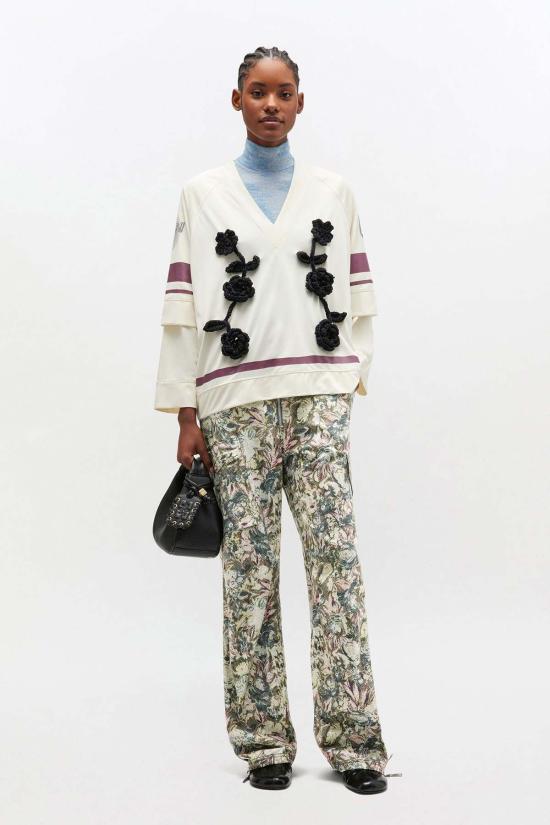  가니 스트레이트 팬츠 태피스트리 스트레치 코튼  제이다이트 - GANNI