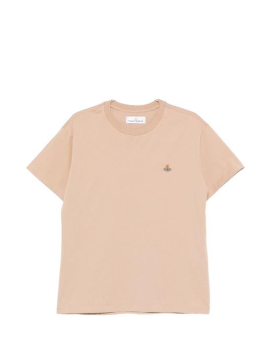 26SS 비비안웨스트우드 가먼트 다이드 로고 저지 반팔 티셔츠 3G010013 J001M D403 Neutrals