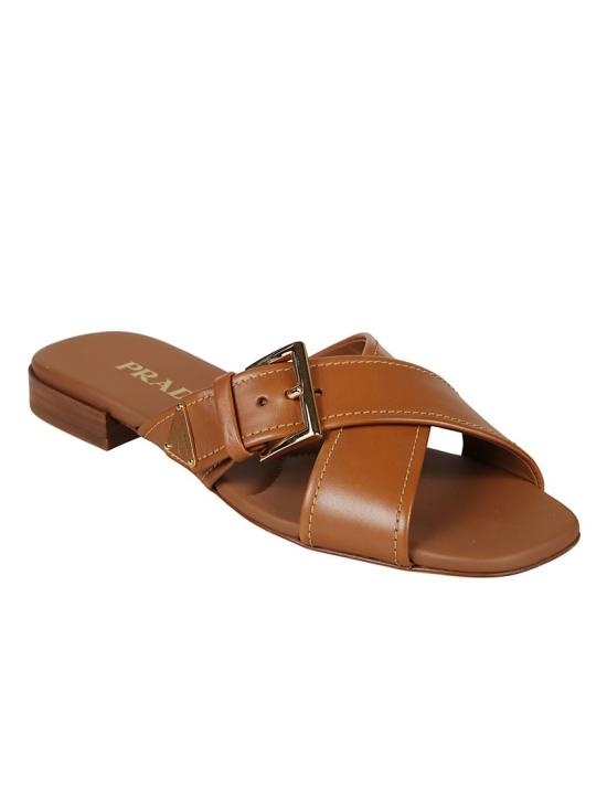 26SS 프라다 레더 크리크로스 버클 슬라이드 1XX778F010248 Brown