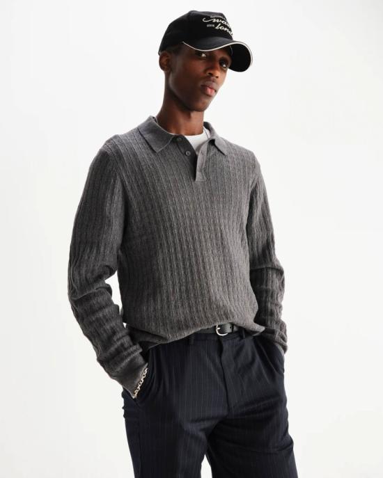 25FW 왁스 런던 폴로 티셔츠 AW25 KNT OBN BTV MRL GREY MARL Grey - WAX LONDON