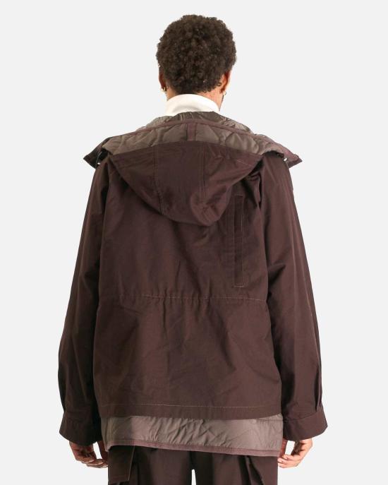  사카이 자켓 립스톱 블라우스 재킷 브라운 - SACAI