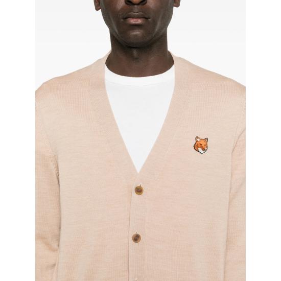 26SS 메종키츠네 폭스 헤드 메리노 레귤러 가디건 PM00501KT1181 ROAST NEUTRALS - MAISON KITSUNE