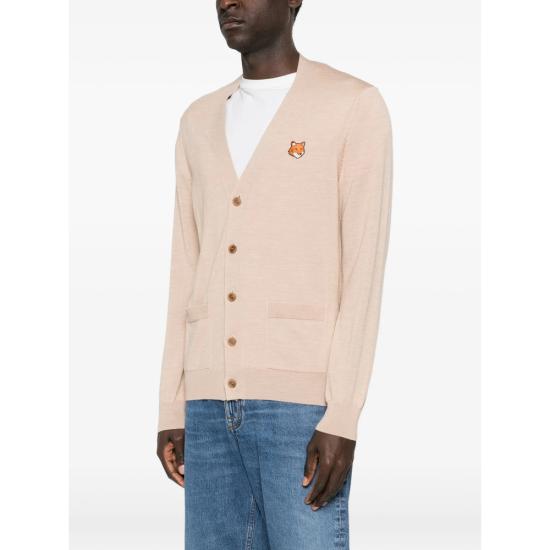 26SS 메종키츠네 폭스 헤드 메리노 레귤러 가디건 PM00501KT1181 ROAST NEUTRALS - MAISON KITSUNE