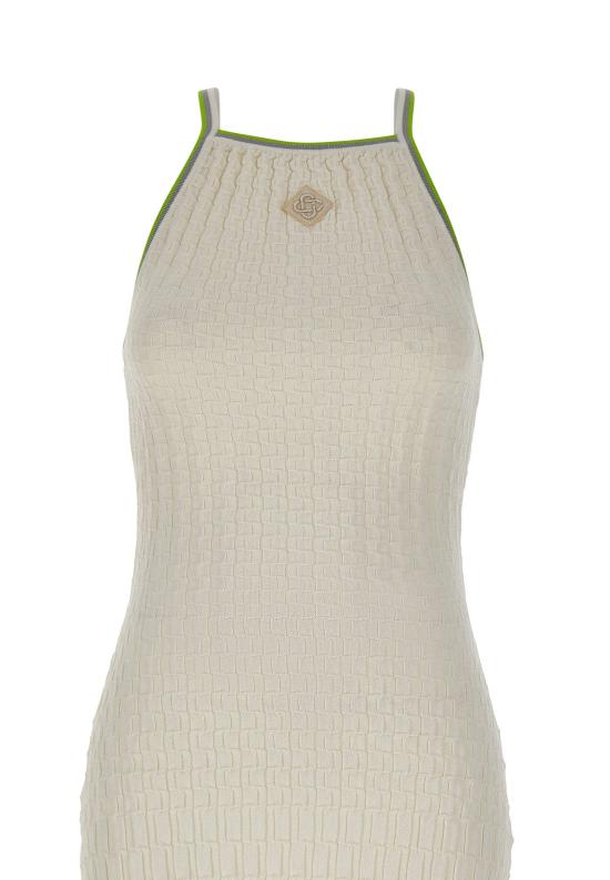 26SS 카사블랑카 미디 원피스 WSP26KW1246 01 White - CASABLANCA