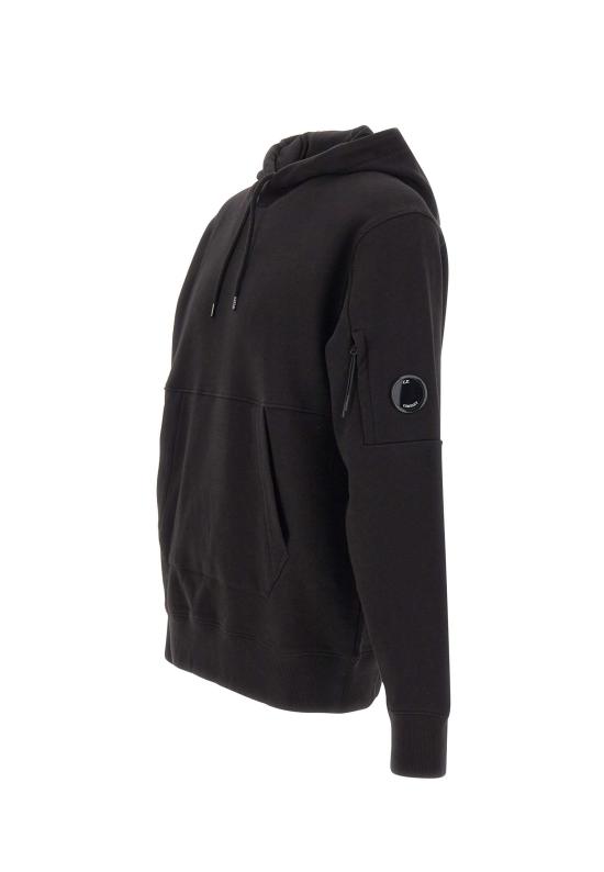 26SS 씨피 컴퍼니 다이애그널 레이즈드 플리스 렌즈 레귤러 핏 후드 티셔츠 RCCMSS714A 005086W999 Black - C.P. COMPANY