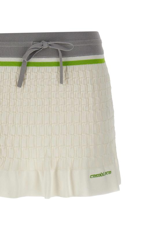 26SS 카사블랑카 미디 스커트 WSP26KW1248 01 White - CASABLANCA