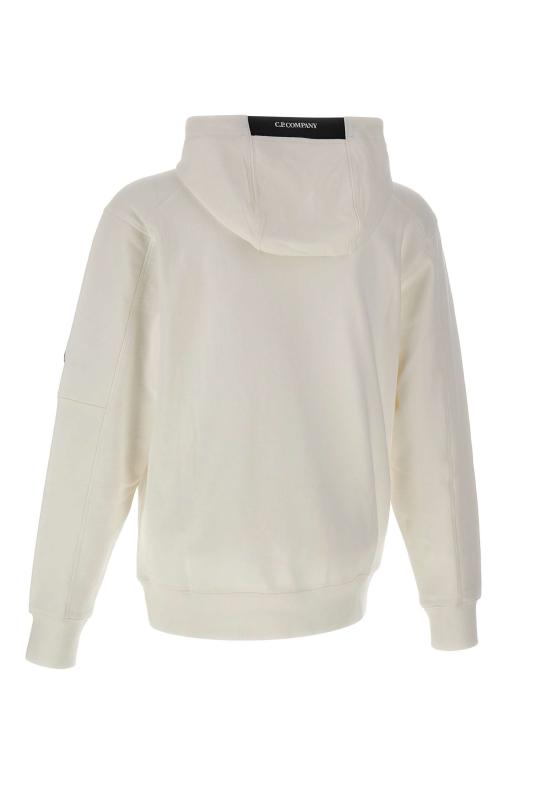 26SS 씨피 컴퍼니 다이애그널 레이즈드 플리스 렌즈 레귤러 핏 후드 티셔츠 RCCMSS714A 005086W103 White - C.P. COMPANY
