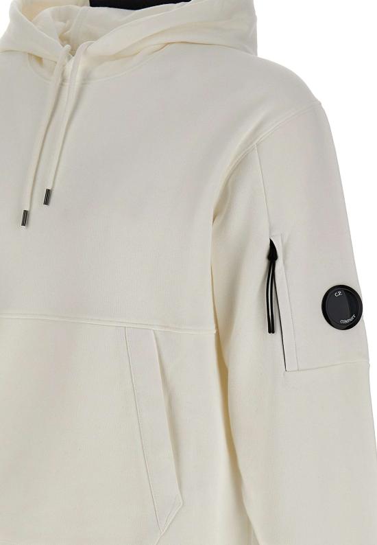 26SS 씨피 컴퍼니 다이애그널 레이즈드 플리스 렌즈 레귤러 핏 후드 티셔츠 RCCMSS714A 005086W103 White - C.P. COMPANY