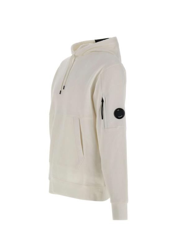 26SS 씨피 컴퍼니 다이애그널 레이즈드 플리스 렌즈 레귤러 핏 후드 티셔츠 RCCMSS714A 005086W103 White - C.P. COMPANY