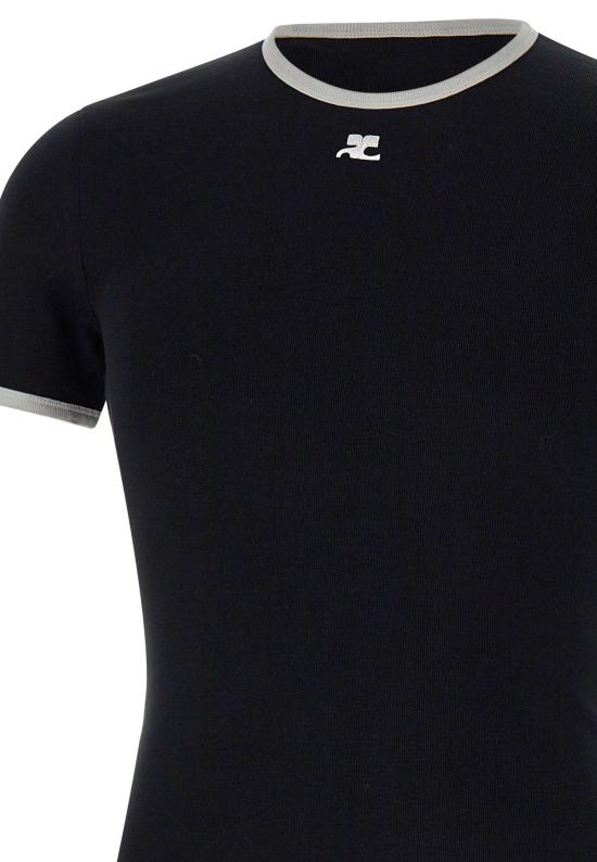 26SS 쿠레쥬 반팔 티셔츠 VESJTS020JS0070 BLKHERWHT Black - COURREGES