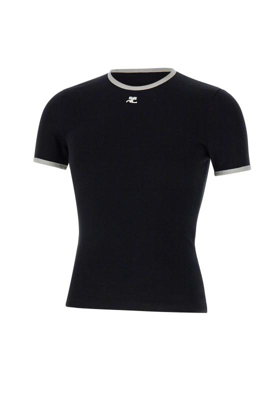 26SS 쿠레쥬 반팔 티셔츠 VESJTS020JS0070 BLKHERWHT Black