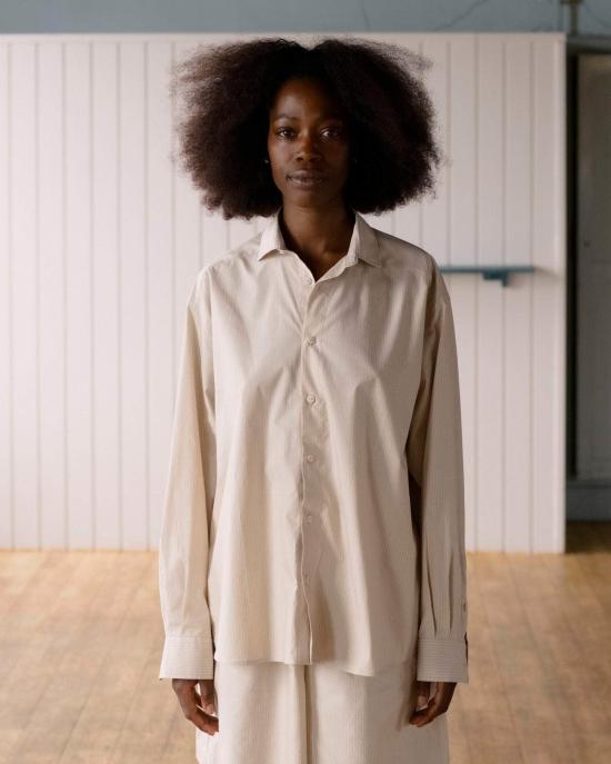  베이스레인지 셔츠 클로드 셔츠 브라운 스트라이프