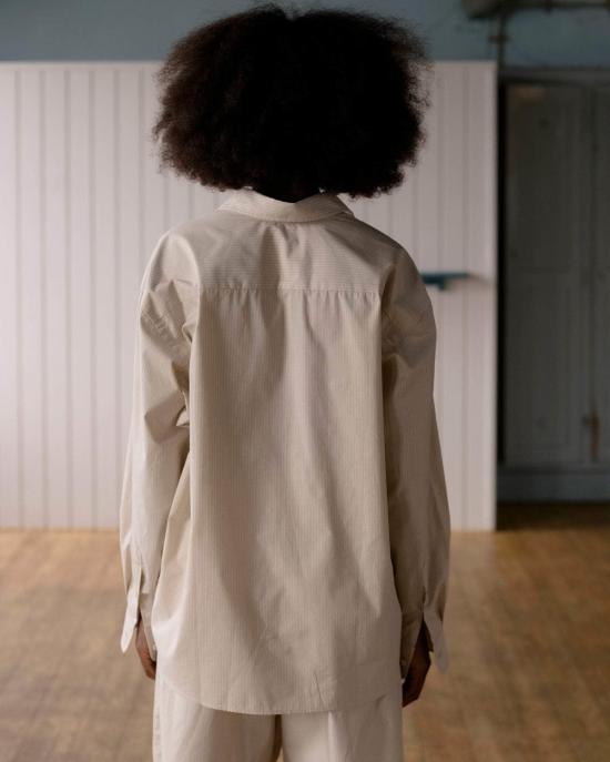  베이스레인지 셔츠 클로드 셔츠 브라운 스트라이프 - BASERANGE