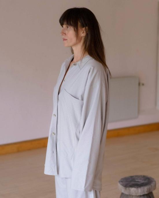  베이스레인지 셔츠 Baserange Gren 오버셔츠 프룬 그레이 - BASERANGE