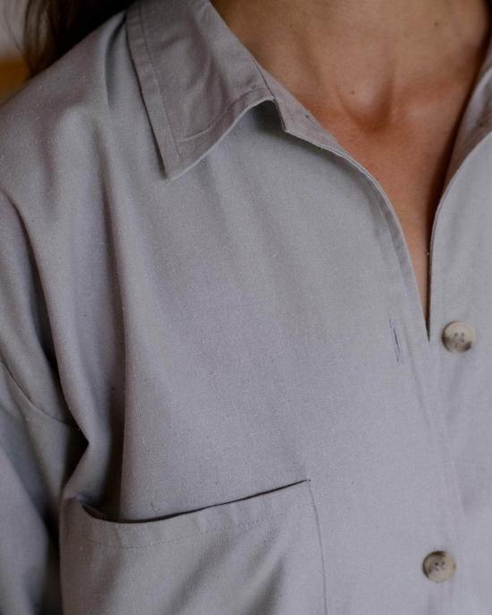  베이스레인지 셔츠 Baserange Gren 오버셔츠 프룬 그레이 - BASERANGE