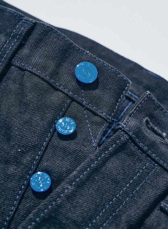  사무라이 진스 데님 팬츠 사무라이 진 아오키 타치카게 15온스 블랙 온 블루 레귤러 스트레이트 진 - SAMURAI JEANS