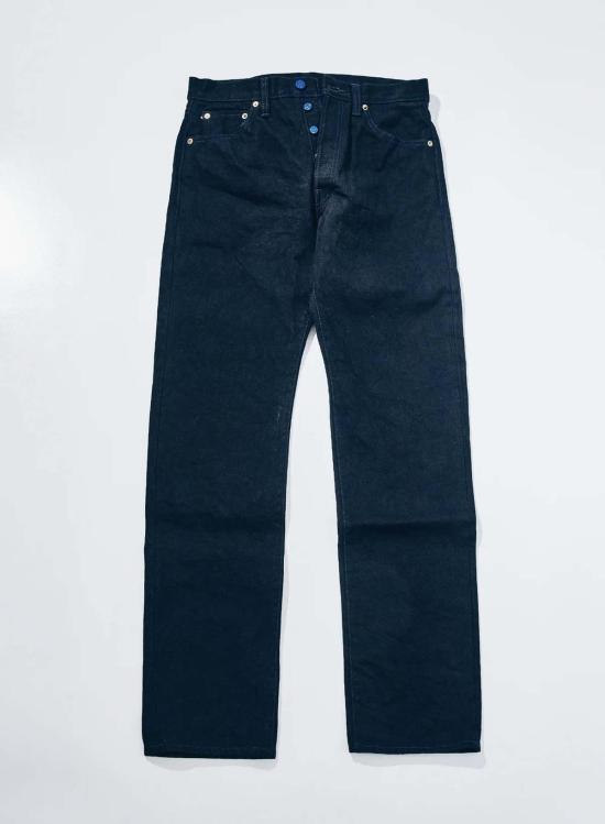  사무라이 진스 데님 팬츠 사무라이 진 아오키 타치카게 15온스 블랙 온 블루 레귤러 스트레이트 진 - SAMURAI JEANS