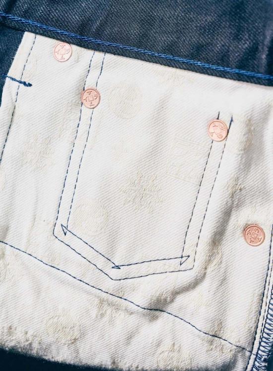  사무라이 진스 데님 팬츠 사무라이 진 아오키 타치카게 15온스 블랙 온 블루 레귤러 스트레이트 진 - SAMURAI JEANS