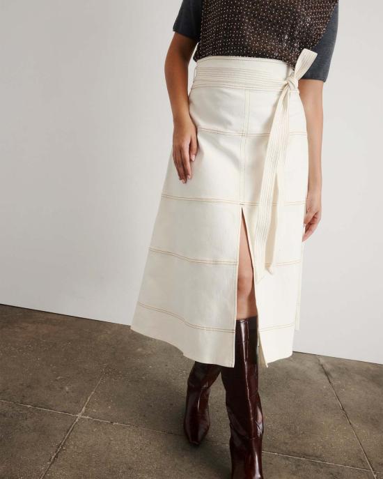  타냐 테일러 데님 스커트 허드슨 스커트 초크 - TANYA TAYLOR