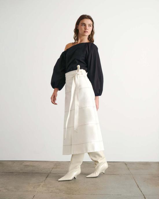  타냐 테일러 데님 스커트 허드슨 스커트 초크 - TANYA TAYLOR