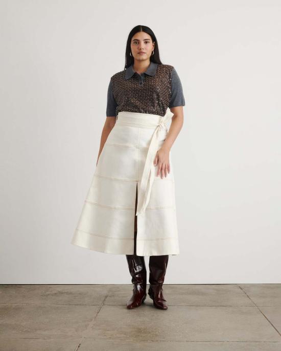  타냐 테일러 데님 스커트 허드슨 스커트 초크 - TANYA TAYLOR