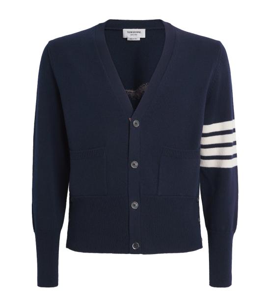 26SS 톰브라운 루나 뉴 이어 홀스 인타르시아 브이넥 울 가디건 MKC624A Y1029 415 NAVY DOM