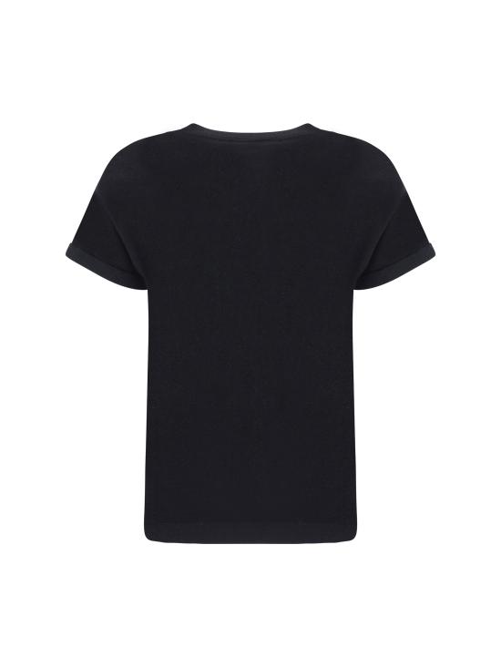 26SS 브루넬로 쿠치넬리 스파클링 캐시미어 실크 니트 티셔츠 M41810000 C101 BLACK - BRUNELLO CUCINELLI