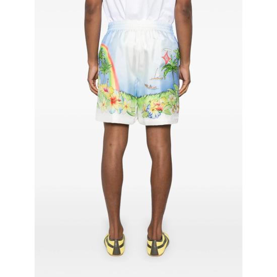 26SS 카사블랑카 숏팬츠 SP26 TR 399 10 ALOHA BLUE WHITE - CASABLANCA