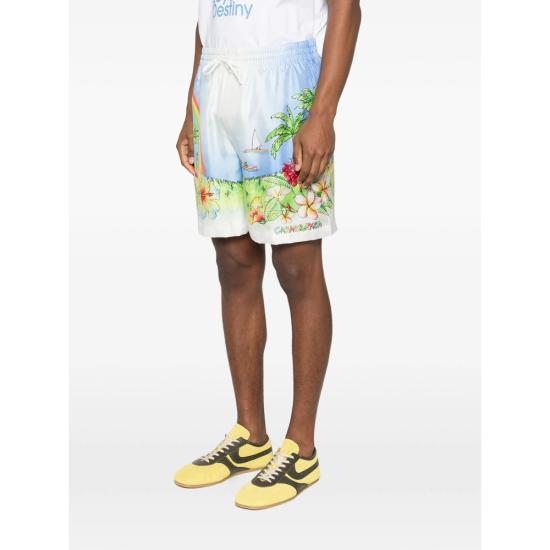 26SS 카사블랑카 숏팬츠 SP26 TR 399 10 ALOHA BLUE WHITE - CASABLANCA